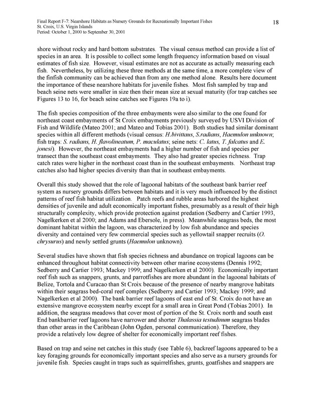 Nearshore habitats as nursery grounds for recreationally important fishes, St. Croix, U.S. Virgin Islands - Page 18