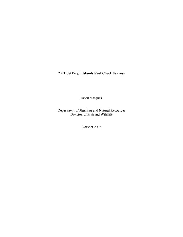 U.S. Virgin Islands reef check surveys - Page 1