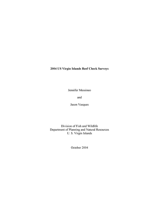 U.S. Virgin Islands reef check surveys - Page 1