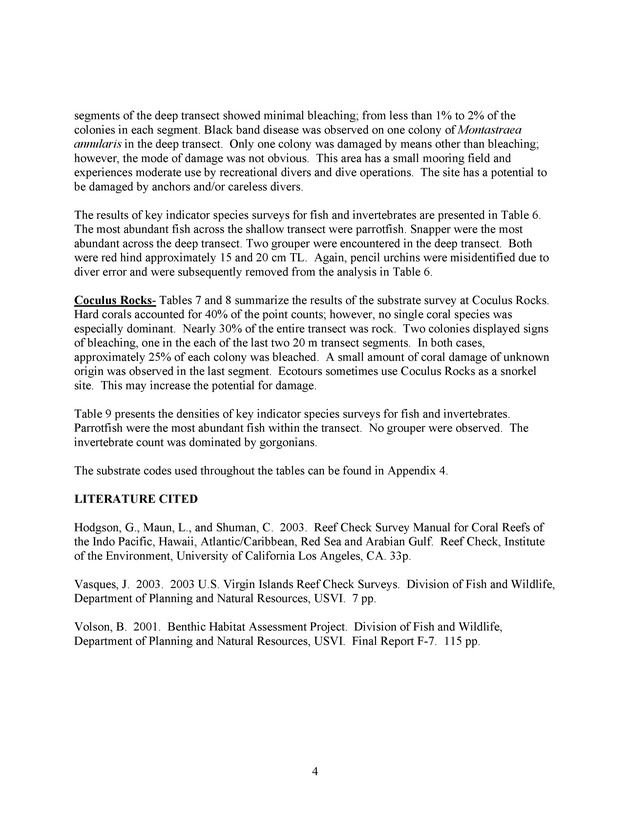 U.S. Virgin Islands reef check surveys - Page 4