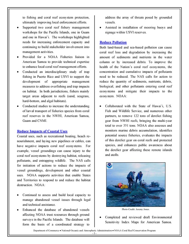 Coral Reef Conservation Program : summary of accomplishments - Page 5