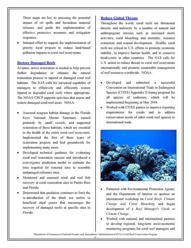 Coral Reef Conservation Program : summary of accomplishments - Page 6