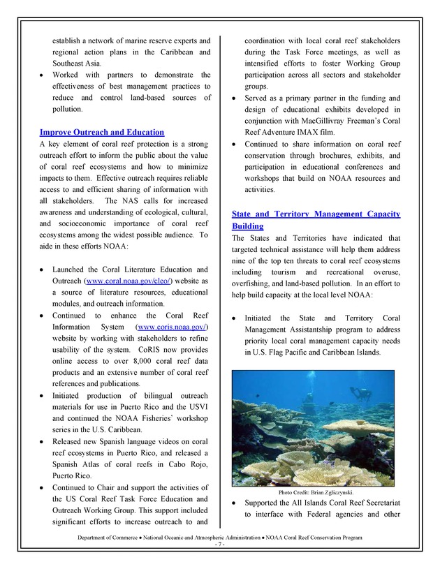 Coral Reef Conservation Program : summary of accomplishments - Page 7