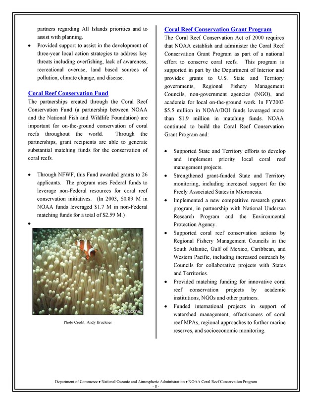 Coral Reef Conservation Program : summary of accomplishments - Page 8