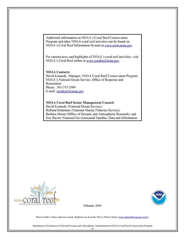 Coral Reef Conservation Program : summary of accomplishments - Page 9