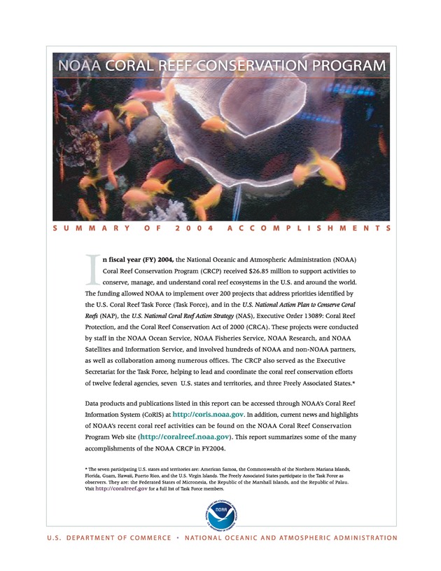 Coral Reef Conservation Program : summary of accomplishments - Page i