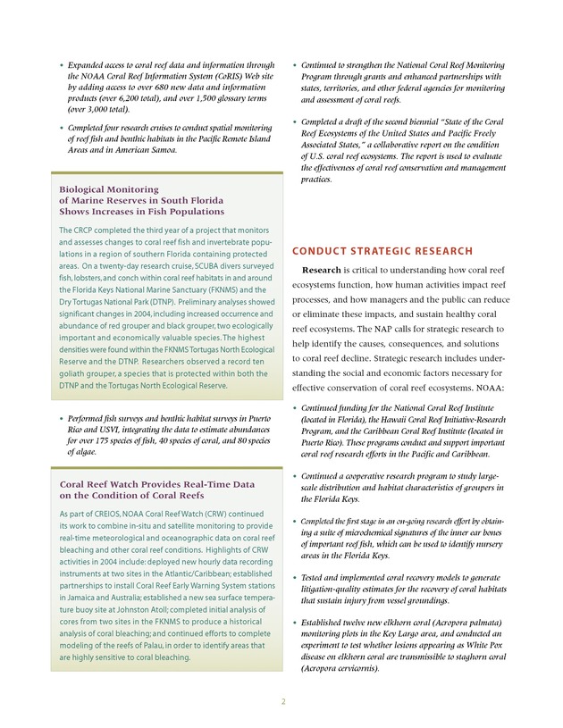 Coral Reef Conservation Program : summary of accomplishments - Page 2