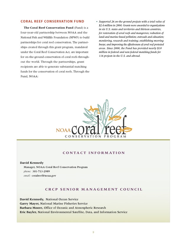 Coral Reef Conservation Program : summary of accomplishments - Page 9