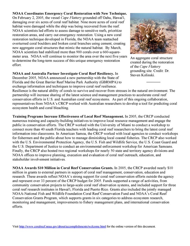 Coral Reef Conservation Program : summary of accomplishments - Page 3