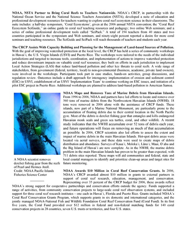 Coral Reef Conservation Program : summary of accomplishments - Page 2