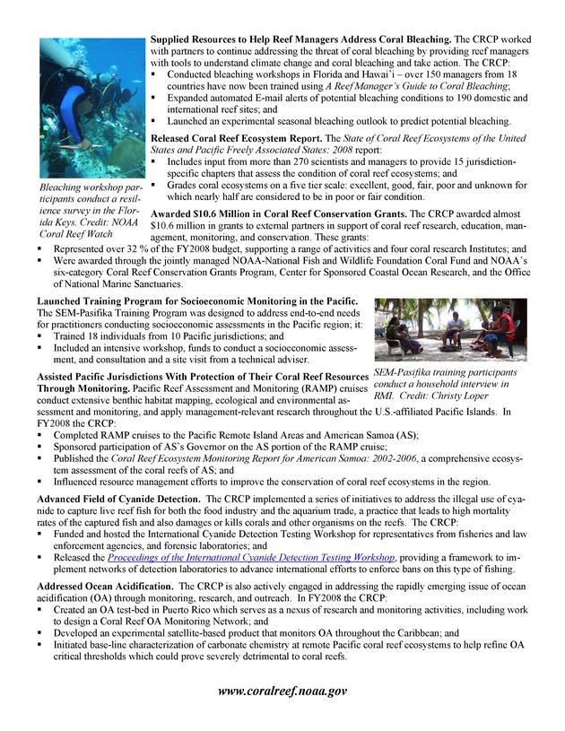 Coral Reef Conservation Program : summary of accomplishments - Page 2