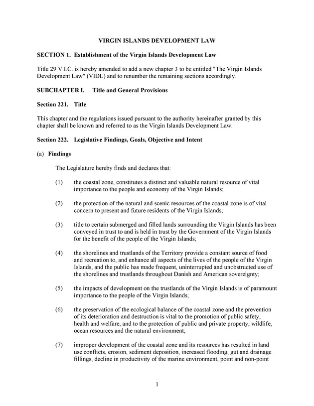 Virgin Islands development law - Page 1