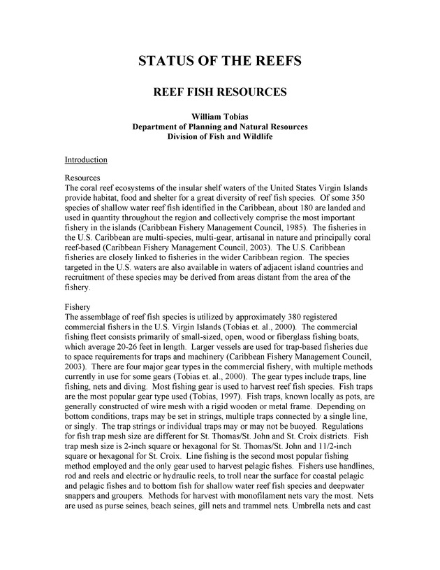 Status of the reef : reef fish resources - Page 1