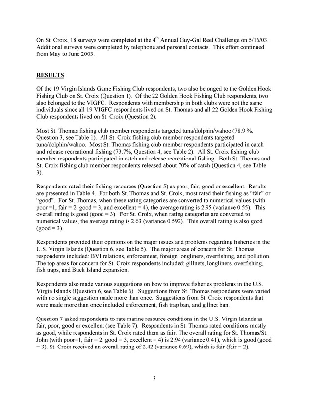 2003 opinion survey of U.S. Virgin Island Recreational Fishing Club members - Page 3