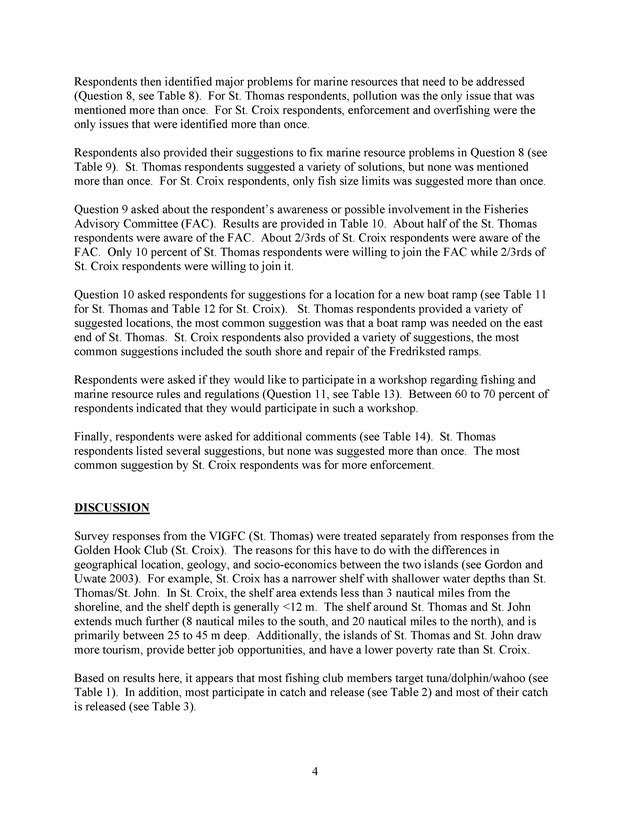 2003 opinion survey of U.S. Virgin Island Recreational Fishing Club members - Page 4