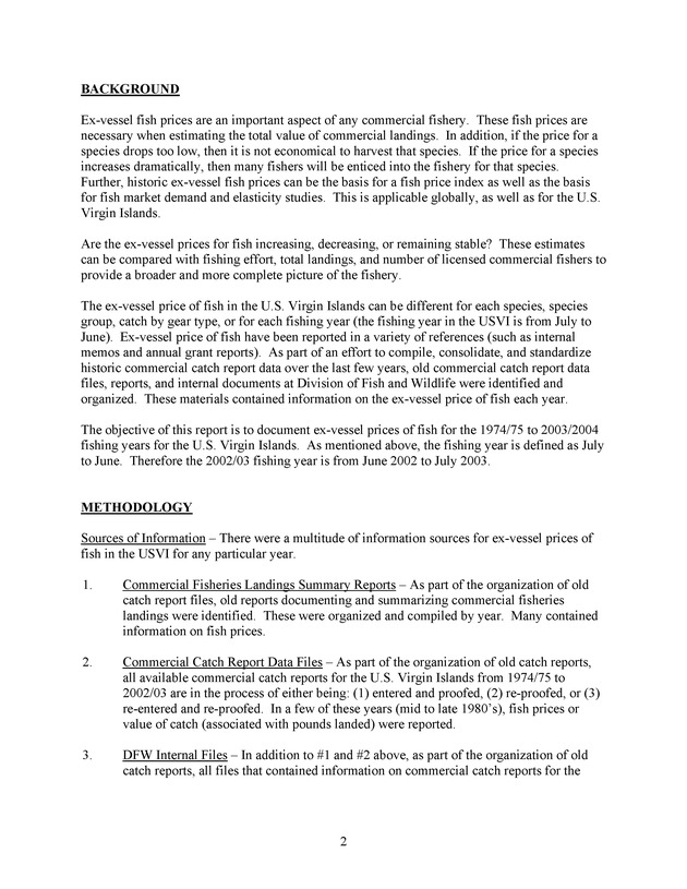 Compilation and summary of ex-vessel fish prices in the U.S. Virgin Islands, 1974/75 to 2003/04 - Page 2