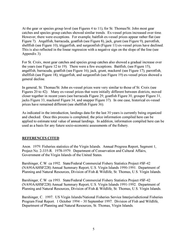 Compilation and summary of ex-vessel fish prices in the U.S. Virgin Islands, 1974/75 to 2003/04 - Page 5