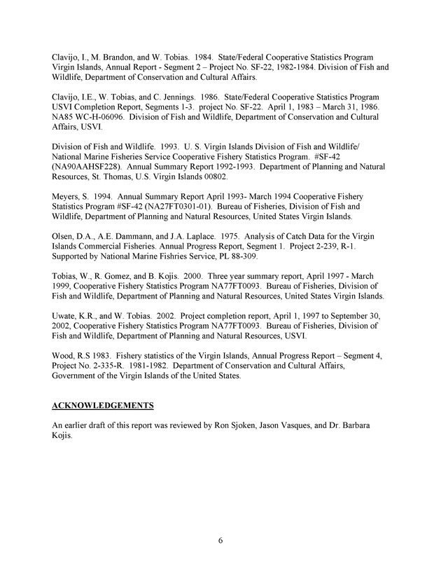 Compilation and summary of ex-vessel fish prices in the U.S. Virgin Islands, 1974/75 to 2003/04 - Page 6