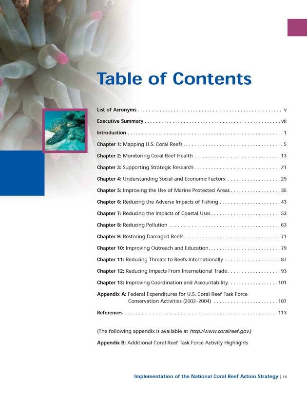 Implementation of the National Coral Reef Action Strategy : report to Congress - Page iv