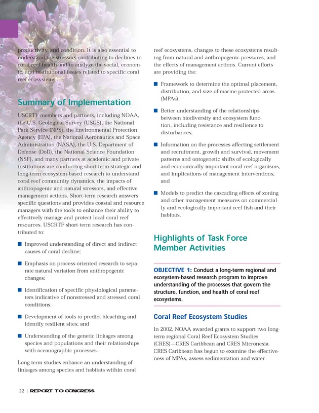 Implementation of the National Coral Reef Action Strategy : report to Congress - Page 22