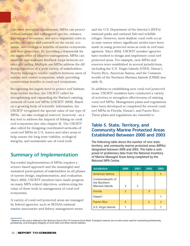 Implementation of the National Coral Reef Action Strategy : report to Congress - Page 36