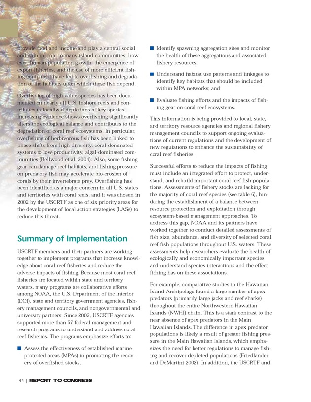 Implementation of the National Coral Reef Action Strategy : report to Congress - Page 44