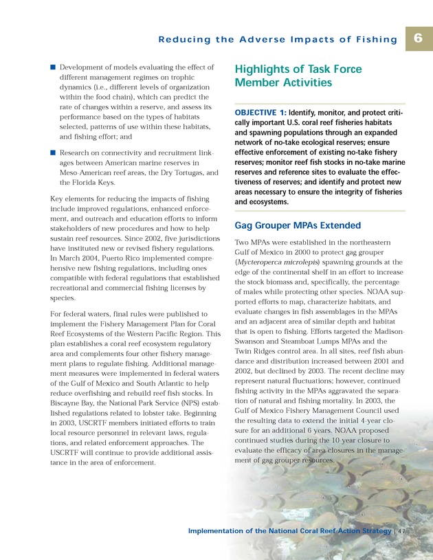 Implementation of the National Coral Reef Action Strategy : report to Congress - Page 47