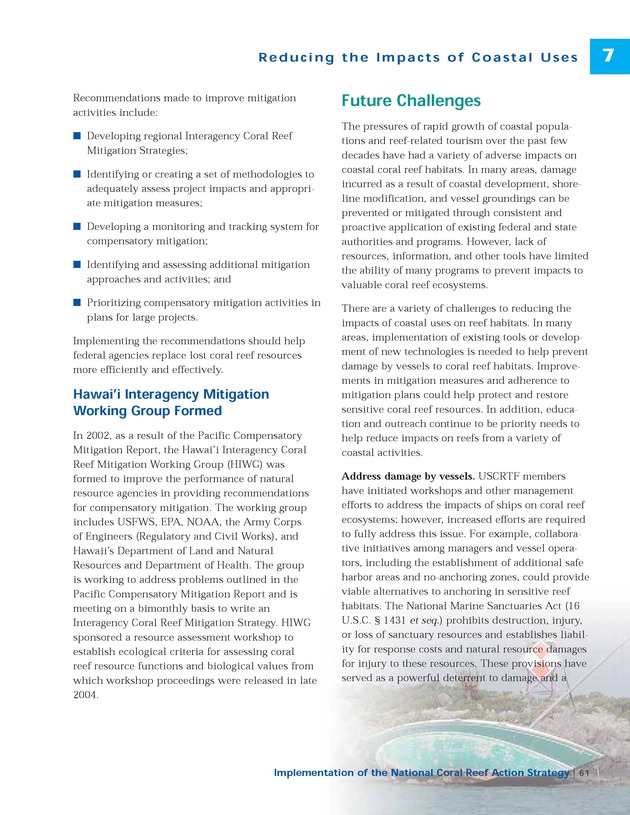 Implementation of the National Coral Reef Action Strategy : report to Congress - Page 61