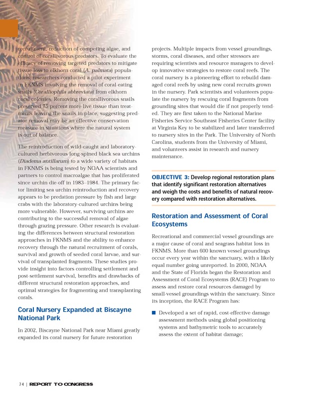 Implementation of the National Coral Reef Action Strategy : report to Congress - Page 74