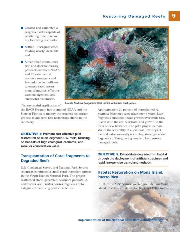 Implementation of the National Coral Reef Action Strategy : report to Congress - Page 75