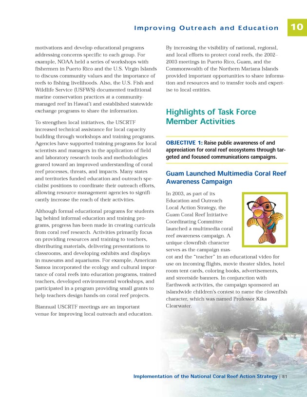 Implementation of the National Coral Reef Action Strategy : report to Congress - Page 81