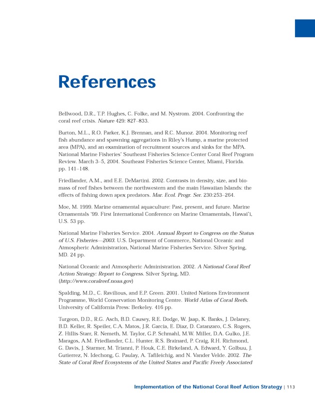 Implementation of the National Coral Reef Action Strategy : report to Congress - Page 113