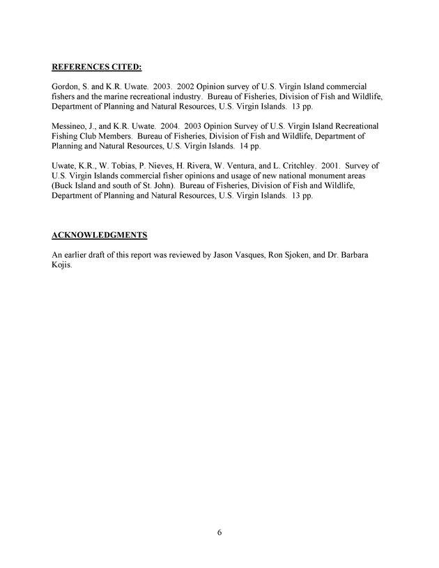 2004 opinion survey of U.S. Virgin Island marine researchers - Page 6