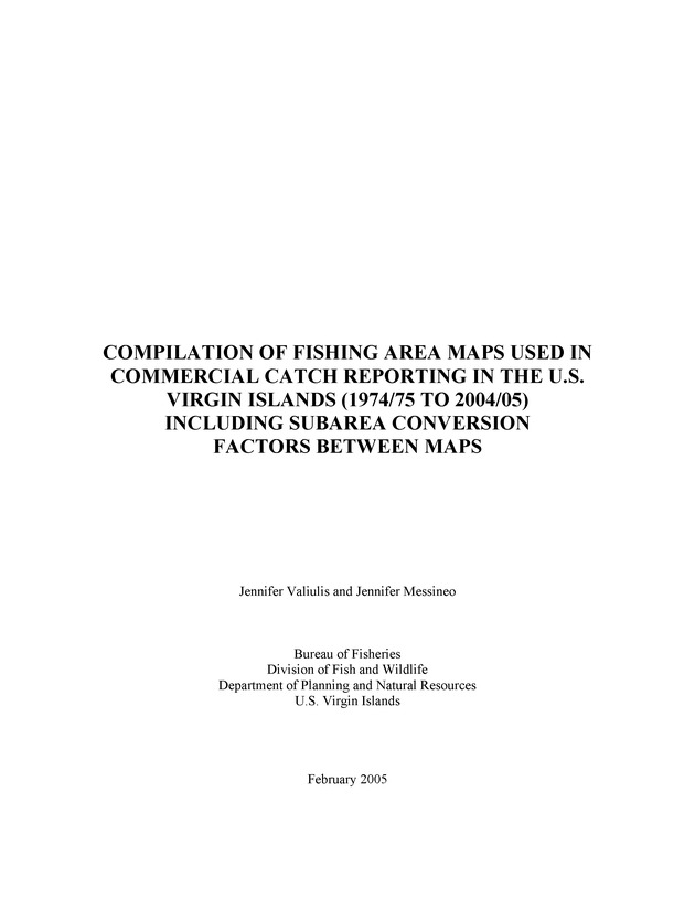 Compilation of fishing area maps used in commercial catch reporting in the U.S. Virgin Islands (1974/75 to 2004/05) including subarea conversion factors between maps - Page 1