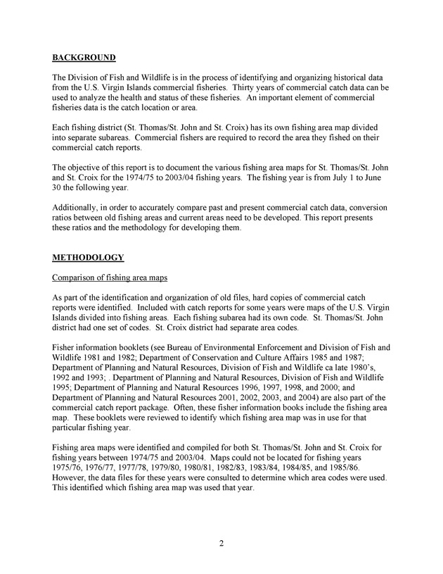 Compilation of fishing area maps used in commercial catch reporting in the U.S. Virgin Islands (1974/75 to 2004/05) including subarea conversion factors between maps - Page 2