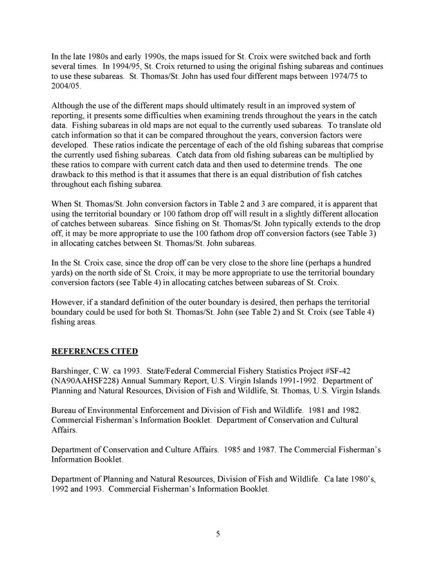 Compilation of fishing area maps used in commercial catch reporting in the U.S. Virgin Islands (1974/75 to 2004/05) including subarea conversion factors between maps - Page 5