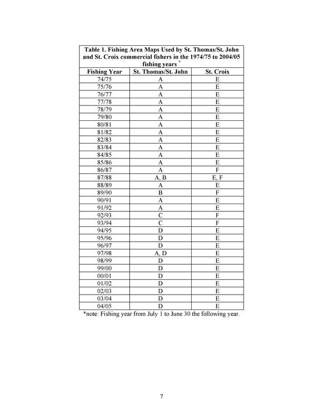 Compilation of fishing area maps used in commercial catch reporting in the U.S. Virgin Islands (1974/75 to 2004/05) including subarea conversion factors between maps - Page 7