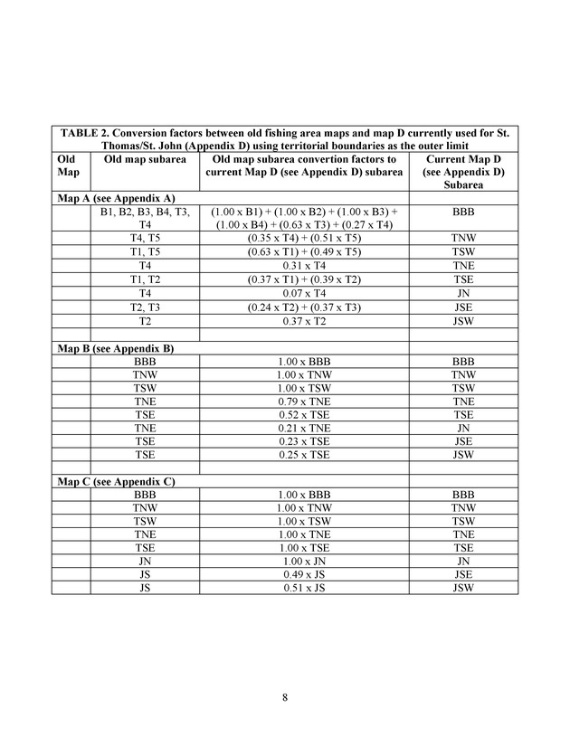 Compilation of fishing area maps used in commercial catch reporting in the U.S. Virgin Islands (1974/75 to 2004/05) including subarea conversion factors between maps - Page 8