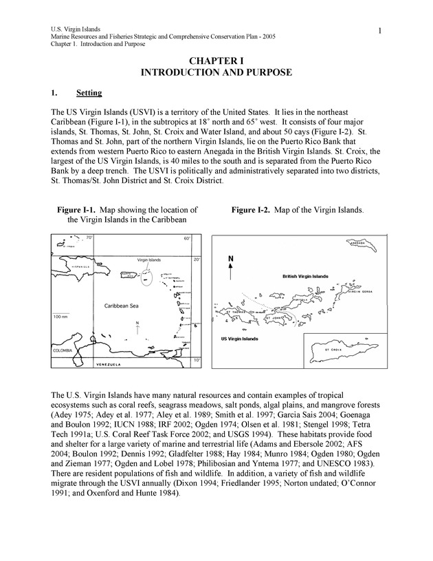 United States Virgin Islands Marine Resources and Fisheries strategic and comprehensive conservation plan - Page 1