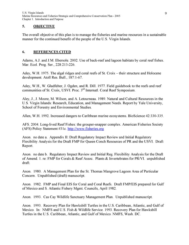 United States Virgin Islands Marine Resources and Fisheries strategic and comprehensive conservation plan - Page 9