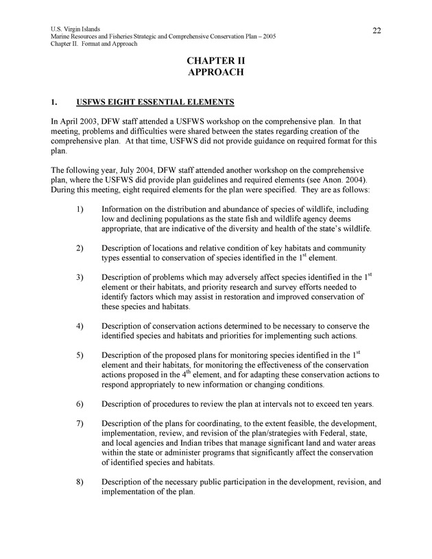 United States Virgin Islands Marine Resources and Fisheries strategic and comprehensive conservation plan - Page 22