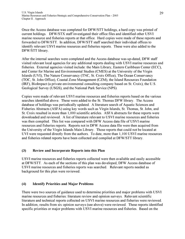 United States Virgin Islands Marine Resources and Fisheries strategic and comprehensive conservation plan - Page 29