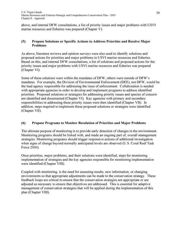 United States Virgin Islands Marine Resources and Fisheries strategic and comprehensive conservation plan - Page 30