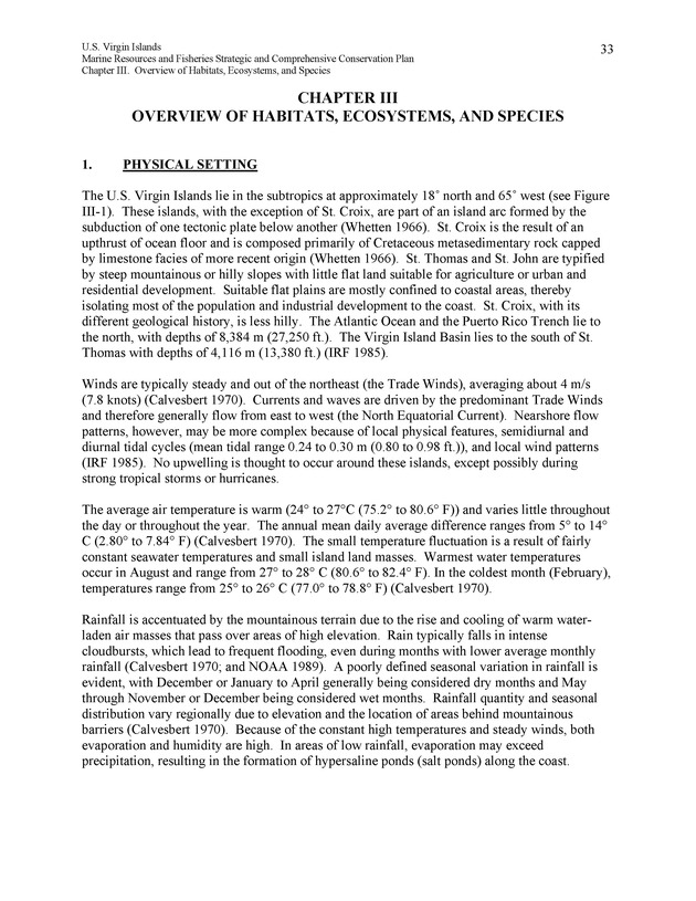 United States Virgin Islands Marine Resources and Fisheries strategic and comprehensive conservation plan - Page 33