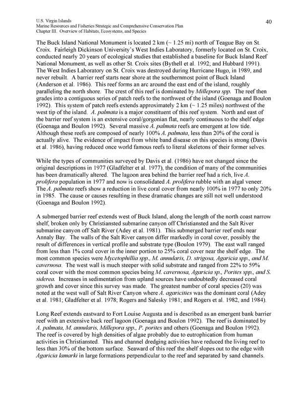 United States Virgin Islands Marine Resources and Fisheries strategic and comprehensive conservation plan - Page 40