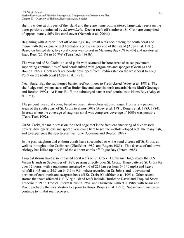 United States Virgin Islands Marine Resources and Fisheries strategic and comprehensive conservation plan - Page 42