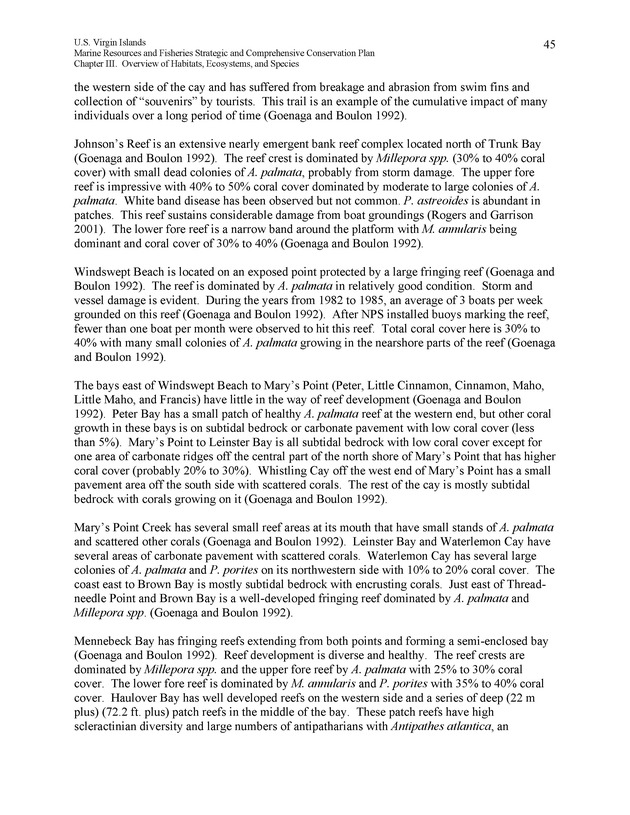 United States Virgin Islands Marine Resources and Fisheries strategic and comprehensive conservation plan - Page 45