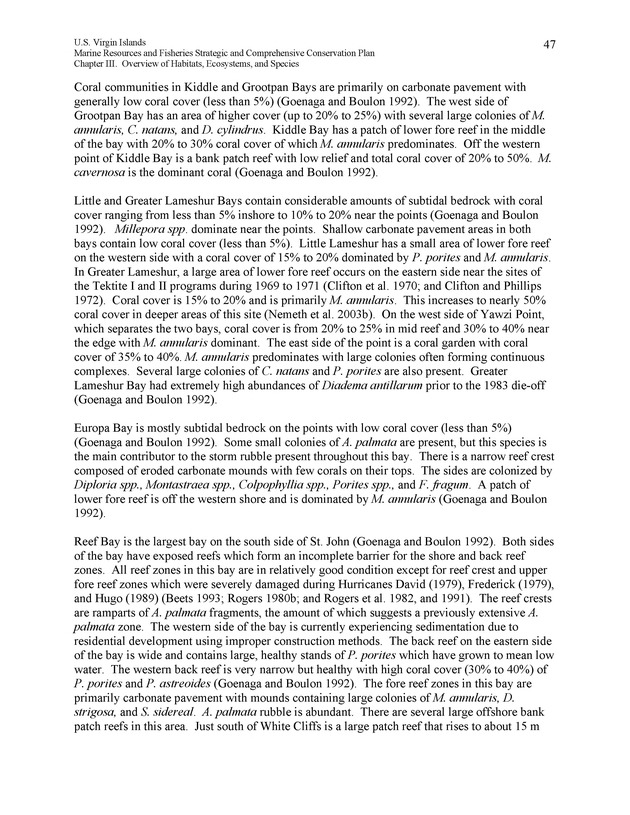 United States Virgin Islands Marine Resources and Fisheries strategic and comprehensive conservation plan - Page 47