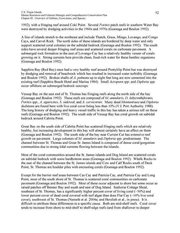 United States Virgin Islands Marine Resources and Fisheries strategic and comprehensive conservation plan - Page 52