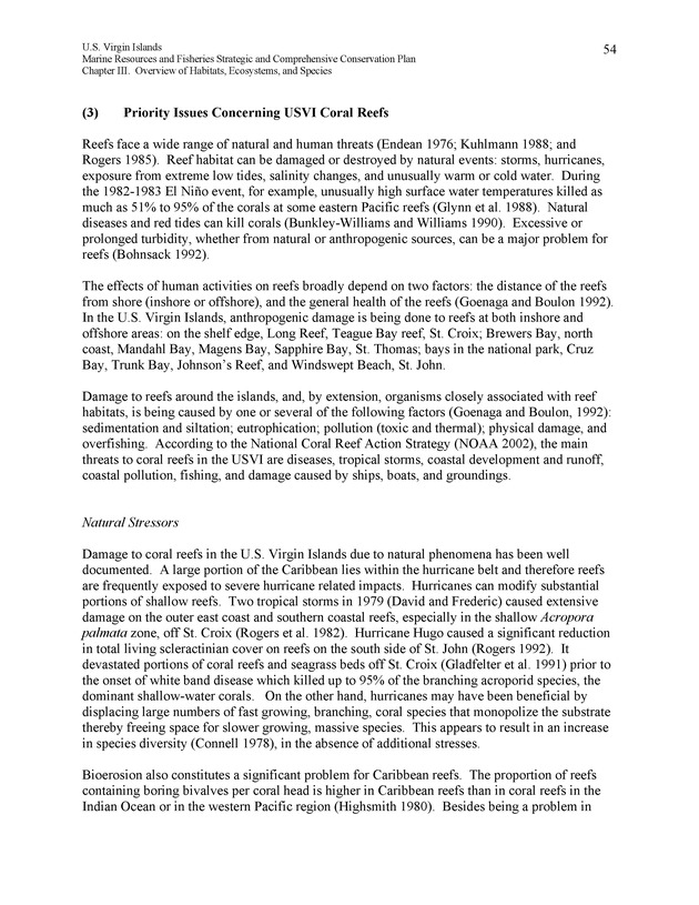 United States Virgin Islands Marine Resources and Fisheries strategic and comprehensive conservation plan - Page 54